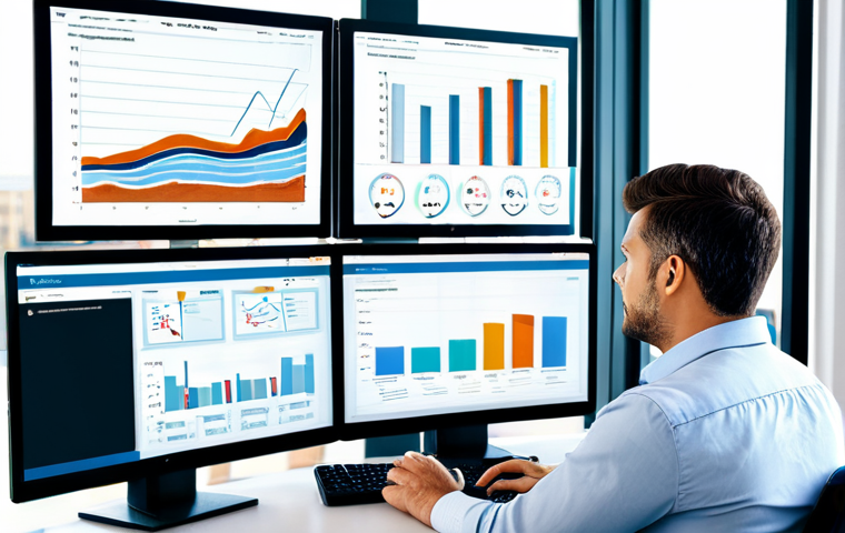 **
A professional marketing analyst, fully clothed in business casual attire, is reviewing data dashboards on multiple screens in a bright, modern office. The scene showcases data-driven decision making with charts and graphs. Safe for work, appropriate content, perfect anatomy, correct proportions, professional, family-friendly.
**